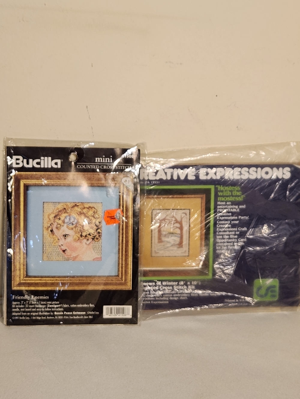 Two Sealed Vintage Diy Counted Cross Stitch Kits Bucilla & Creative Expressions